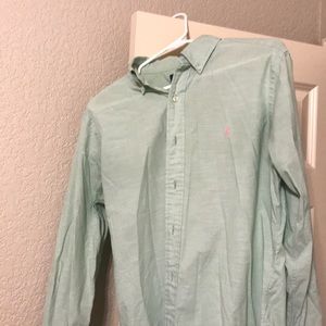 Green polo dress shirt